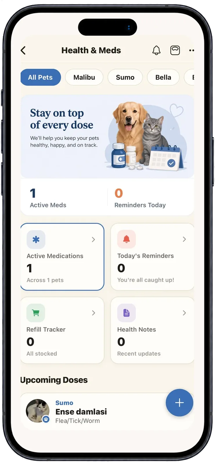 Health screen — medicine tracker